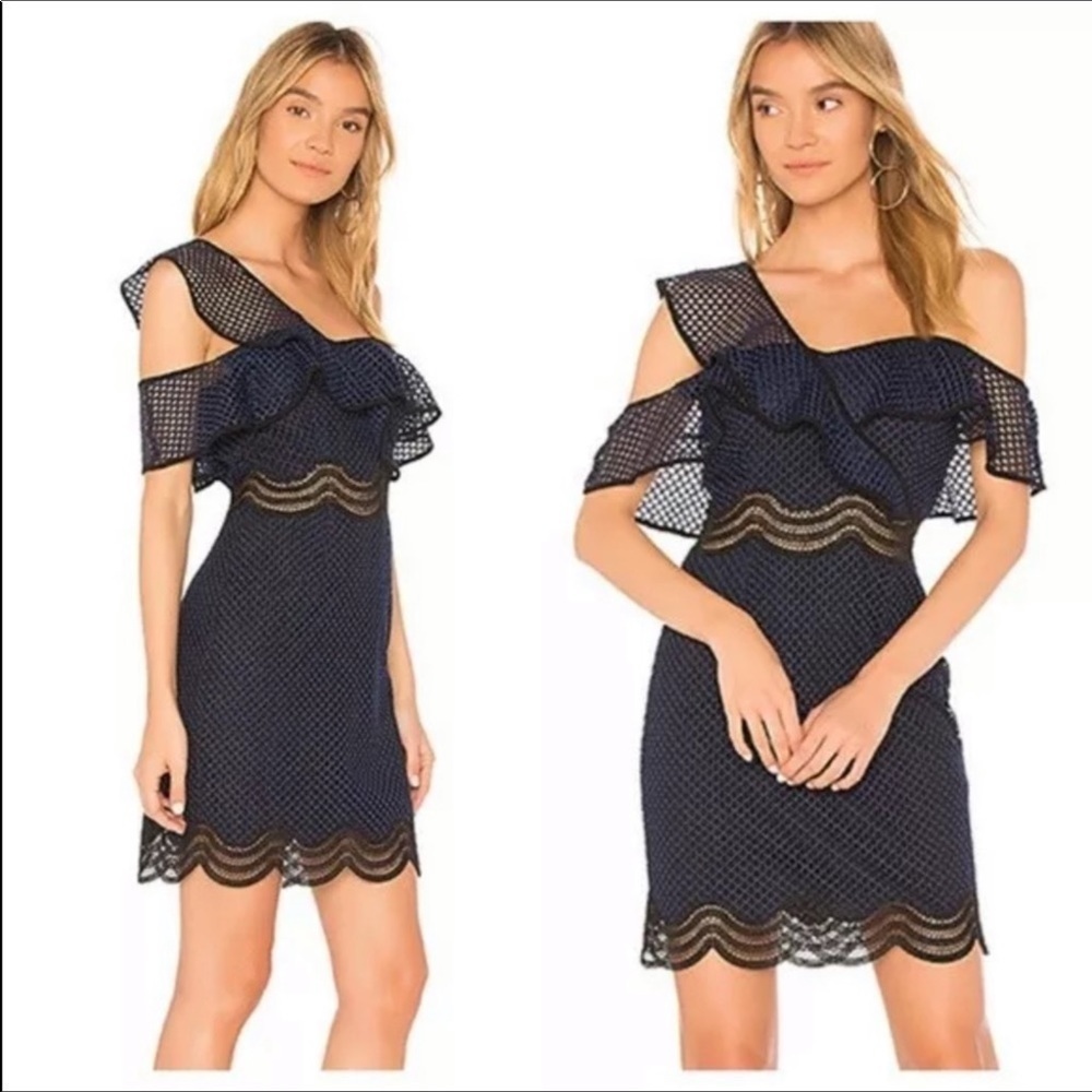 Saylor | Luca mesh one shoulder dress